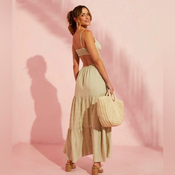 NWT Vici Collection Coraline Khaki Tiered Maxi Dress - Picture 2 of 5